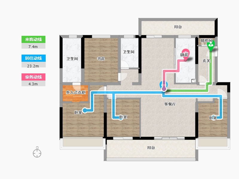 宁夏回族自治区-银川市-华远·海蓝和光-132.00-户型库-动静线