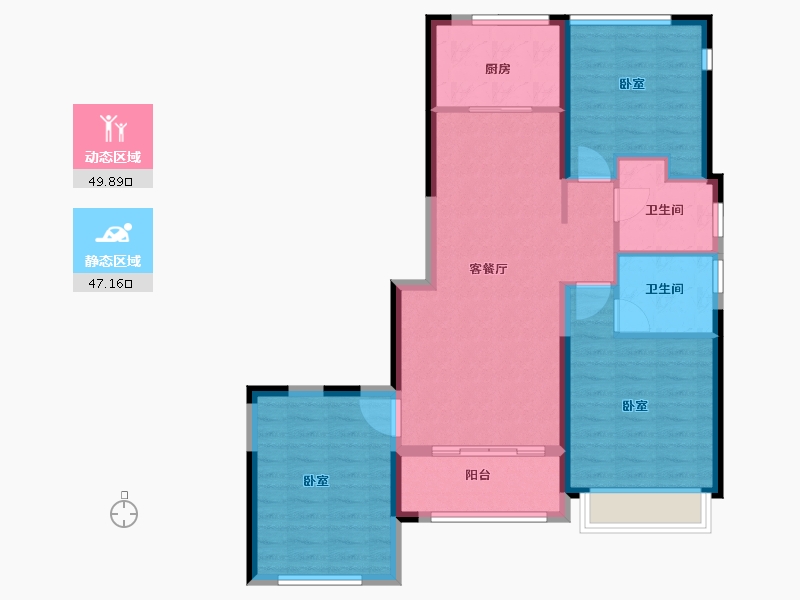 浙江省-宁波市-荣安香园2期-87.00-户型库-动静分区