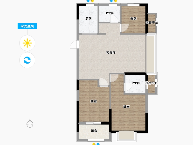 浙江省-嘉兴市-万城景湖园-78.00-户型库-采光通风