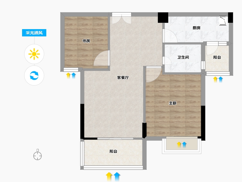 福建省-泉州市-南安明发国际城-69.63-户型库-采光通风