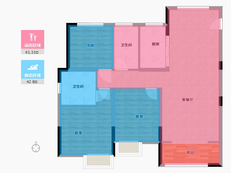 浙江省-湖州市-鑫远太湖健康城·伴月湾-94.00-户型库-动静分区