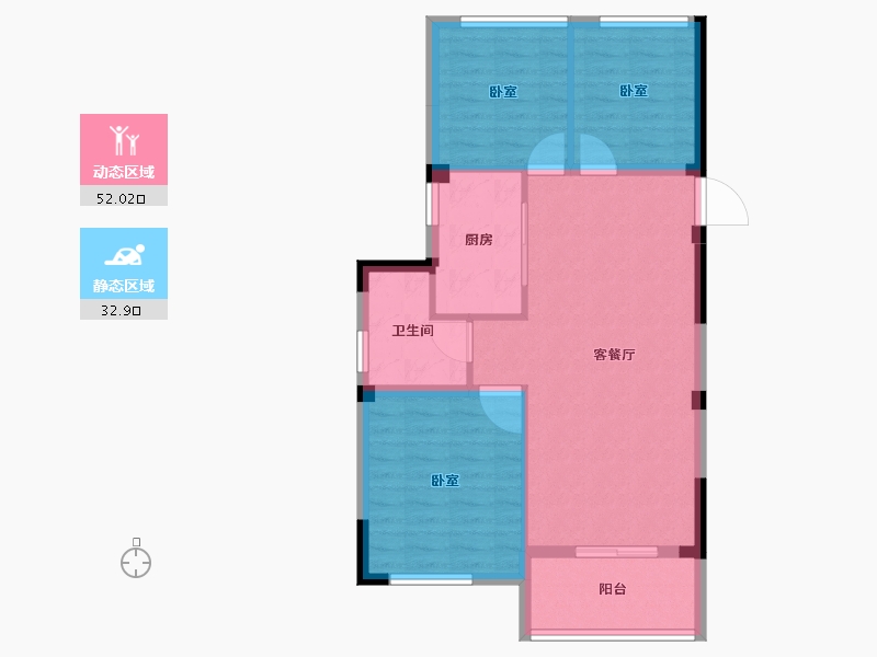 浙江省-衢州市-鸿鼎南悦名城-76.96-户型库-动静分区