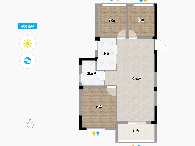 浙江省-衢州市-鸿鼎南悦名城-76.96-户型库-采光通风