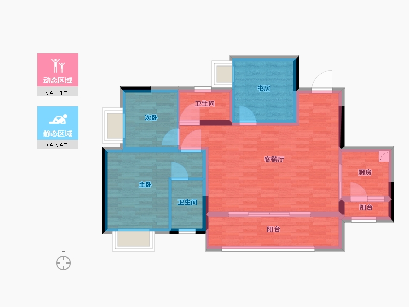 重庆-undefined-新天泽樾麓台-78.72-户型库-动静分区