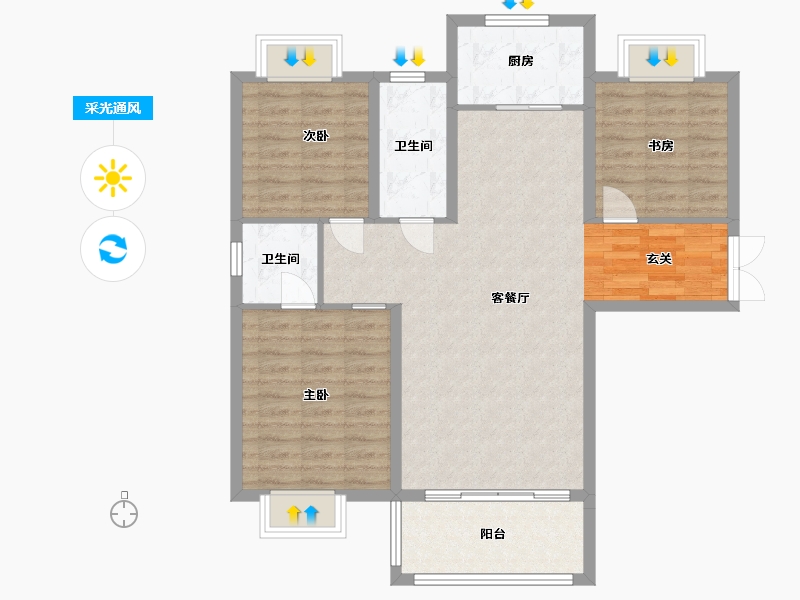 江西省-南昌市-盛辉国际-94.81-户型库-采光通风