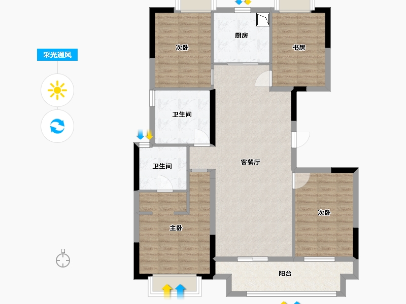 江西省-南昌市-弘阳时光里-108.80-户型库-采光通风