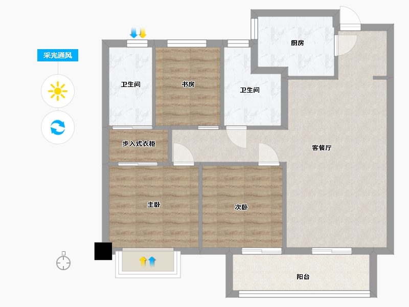 江西省-南昌市-绿地新里城名仕公馆-80.00-户型库-采光通风