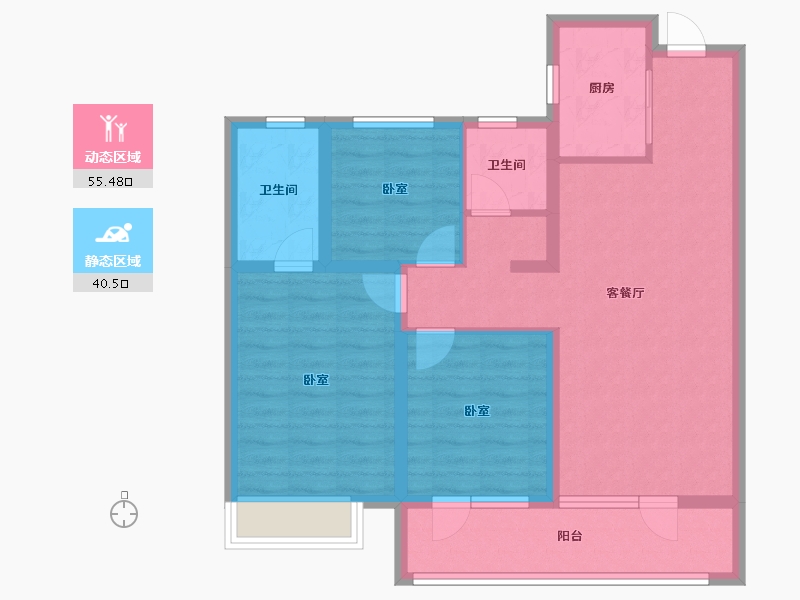 山东省-青岛市-越秀星汇城-85.01-户型库-动静分区