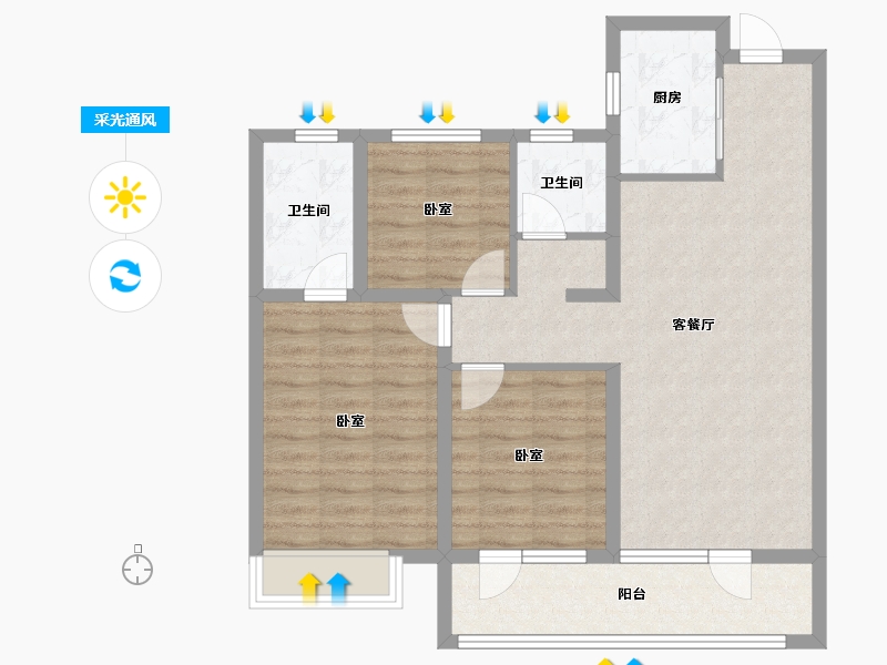 山东省-青岛市-越秀星汇城-85.01-户型库-采光通风