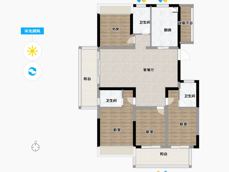 浙江省-金华市-横店南江府-122.00-户型库-采光通风