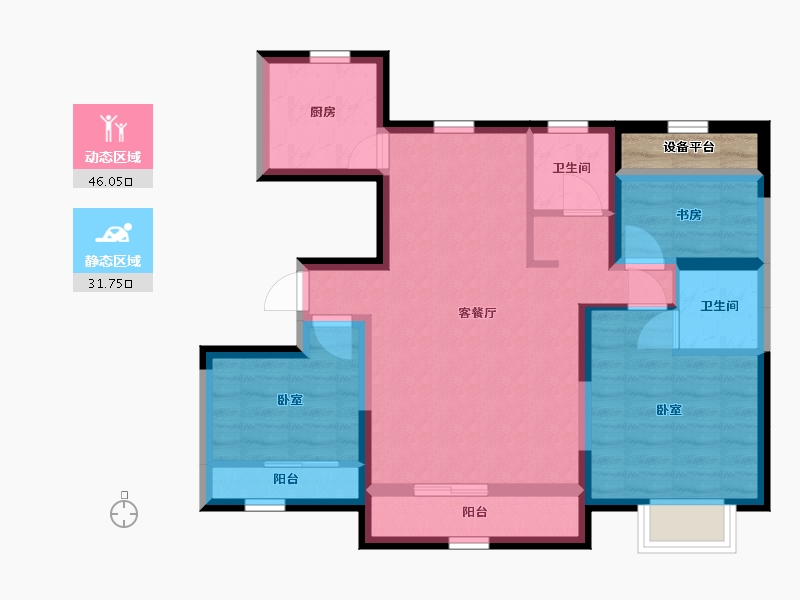 宁夏回族自治区-银川市-巨力·公园悦府-69.99-户型库-动静分区