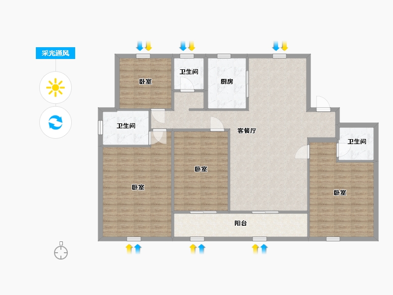 宁夏回族自治区-银川市-汇融静园-134.50-户型库-采光通风