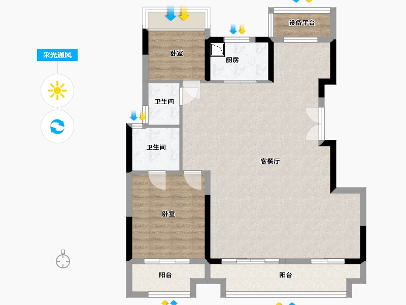 安徽省-合肥市-安建翰林天筑-100.14-户型库-采光通风