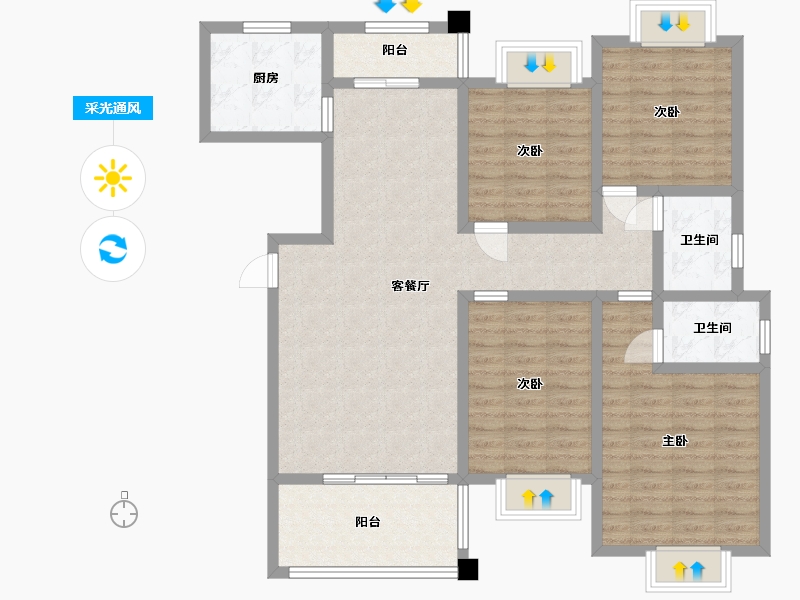 江西省-九江市-枭阳·未来城-112.00-户型库-采光通风