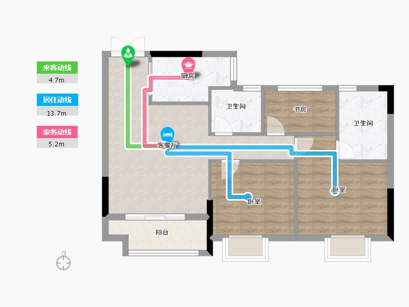 浙江省-杭州市-绿城海宁钱塘印月-71.00-户型库-动静线