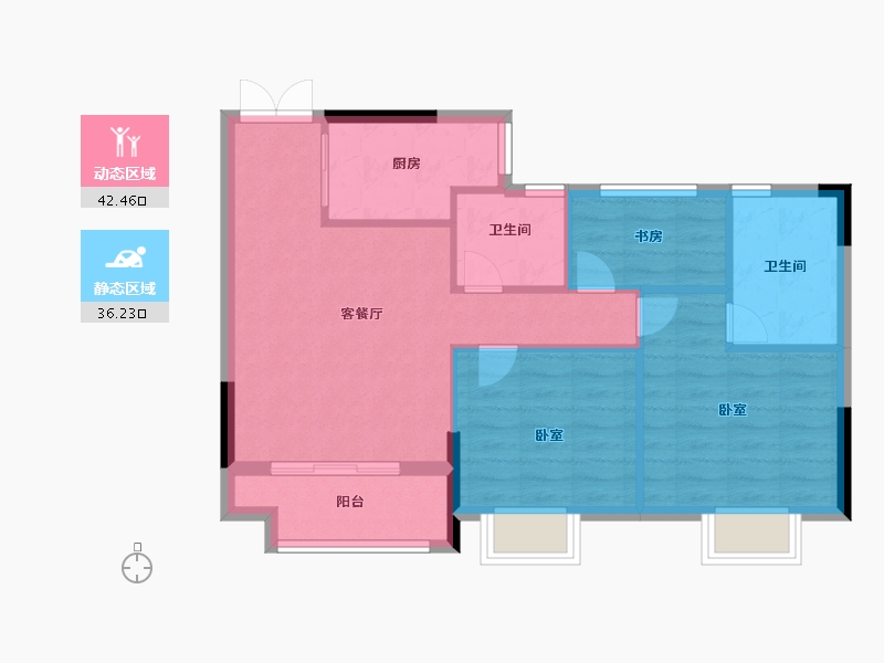 浙江省-杭州市-绿城海宁钱塘印月-71.00-户型库-动静分区