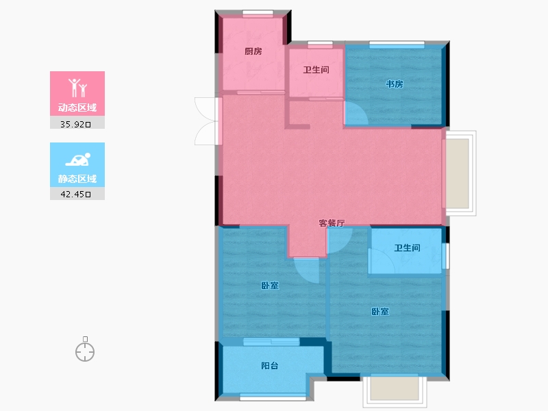 浙江省-杭州市-绿城海宁钱塘印月-71.00-户型库-动静分区