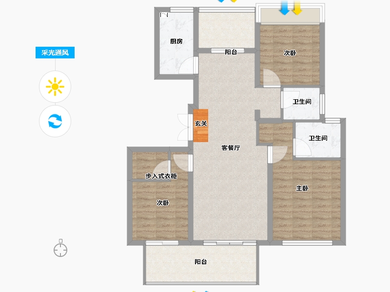 安徽省-阜阳市-同昇·西溪玫瑰-100.00-户型库-采光通风