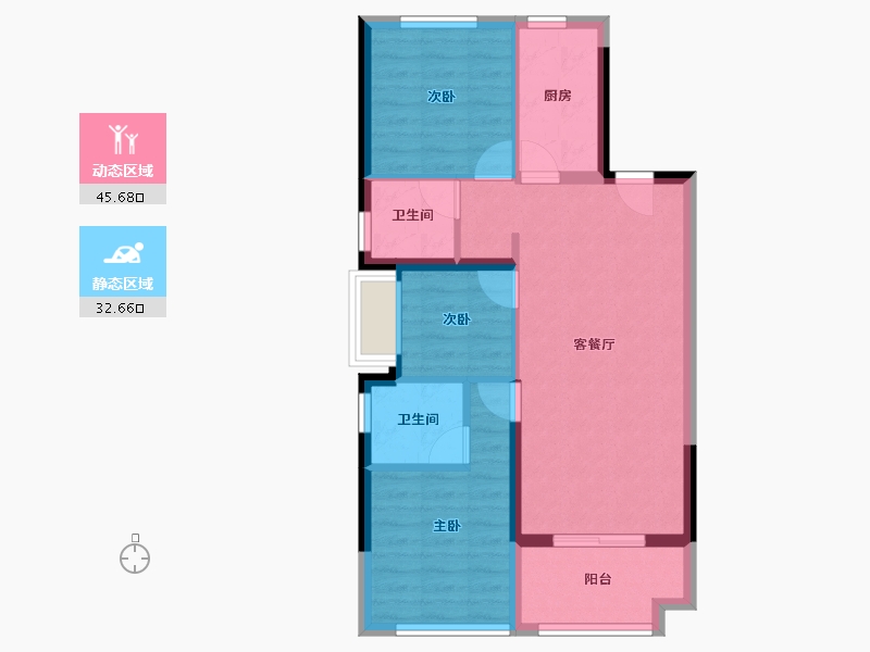 福建省-漳州市-金地宝嘉厦一城-69.99-户型库-动静分区