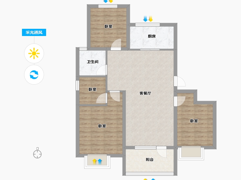 山东省-青岛市-和达虹湾-82.00-户型库-采光通风