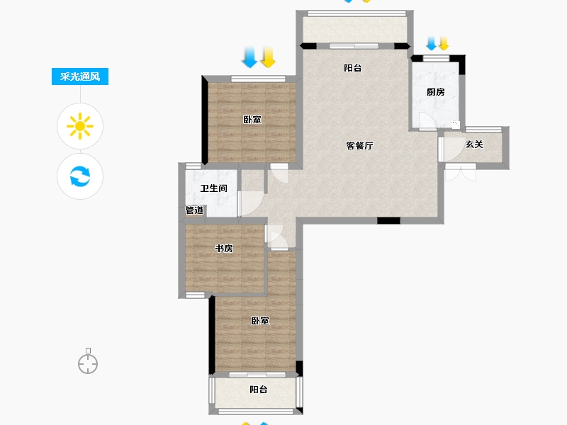 浙江省-湖州市-恒大龙溪翡翠-94.00-户型库-采光通风