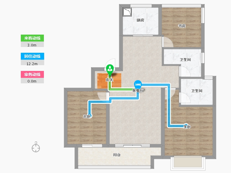 浙江省-宁波市-富力·湖滨天地-86.00-户型库-动静线