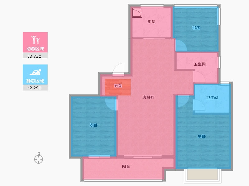 浙江省-宁波市-富力·湖滨天地-86.00-户型库-动静分区