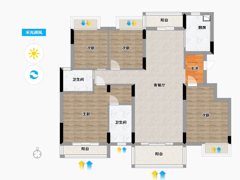 江西省-南昌市-保利洪都里-111.20-户型库-采光通风