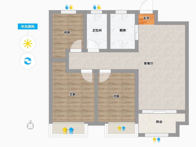 安徽省-阜阳市-尚城一品-70.00-户型库-采光通风