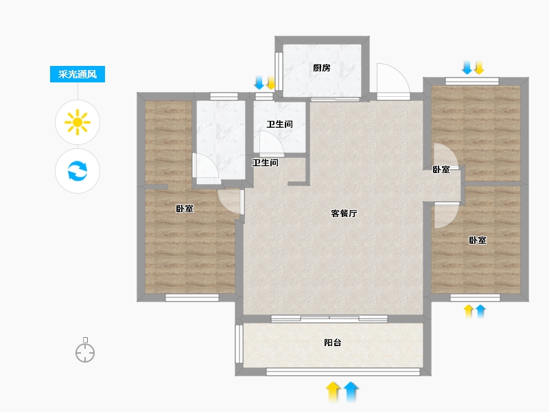 福建省-福州市-正荣悦璟台-87.00-户型库-采光通风