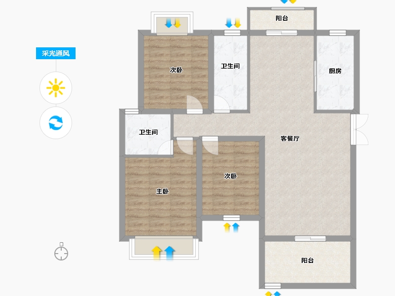 江西省-南昌市-东投阳光城-94.60-户型库-采光通风