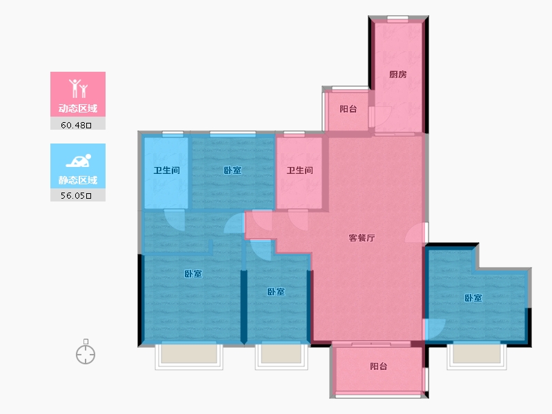 吉林省-辽源市-四平恒大首府-104.53-户型库-动静分区