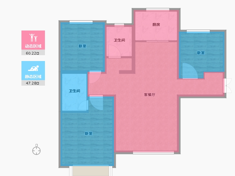 新疆维吾尔自治区-乌鲁木齐市-南湖壹号公馆-96.62-户型库-动静分区