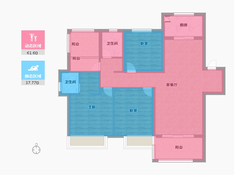 安徽省-六安市-合肥孔雀城-87.99-户型库-动静分区