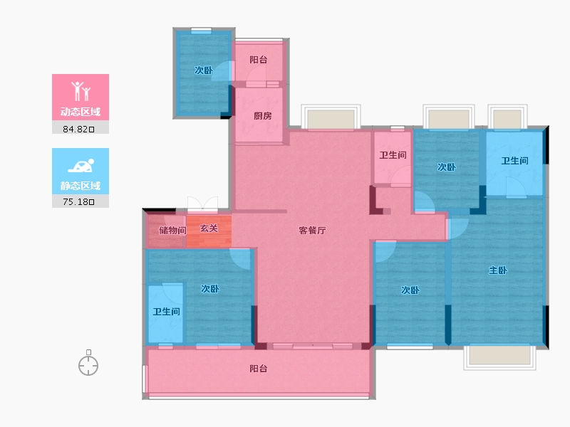 安徽省-阜阳市-碧桂园·黄金时代-144.00-户型库-动静分区