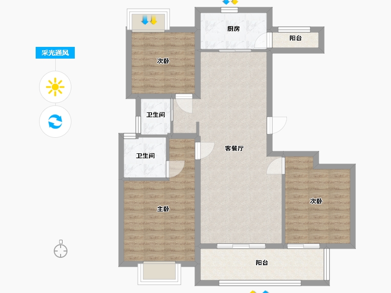 江西省-南昌市-文一锦门香溪南岸-90.52-户型库-采光通风