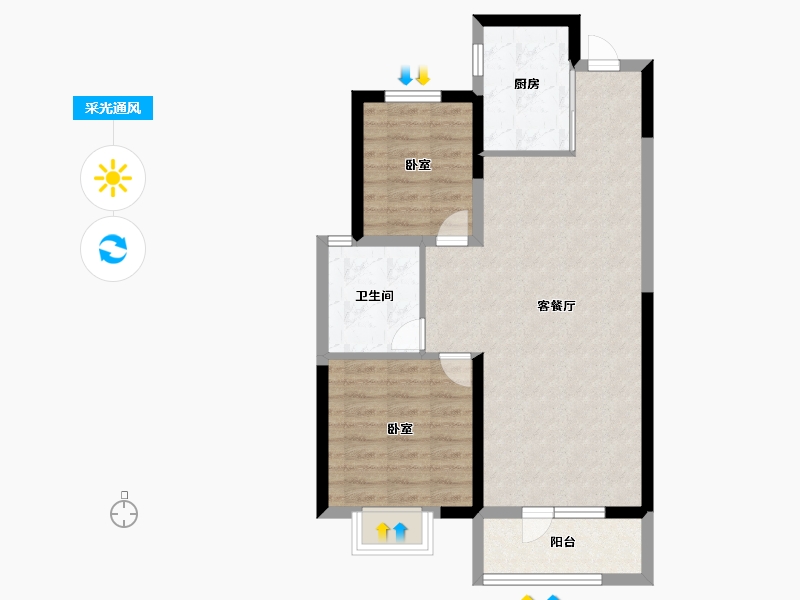 山东省-青岛市-鑫江花漾里-68.00-户型库-采光通风