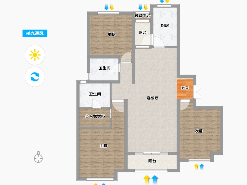 江苏省-常州市-绿地武宜珑庭-113.00-户型库-采光通风