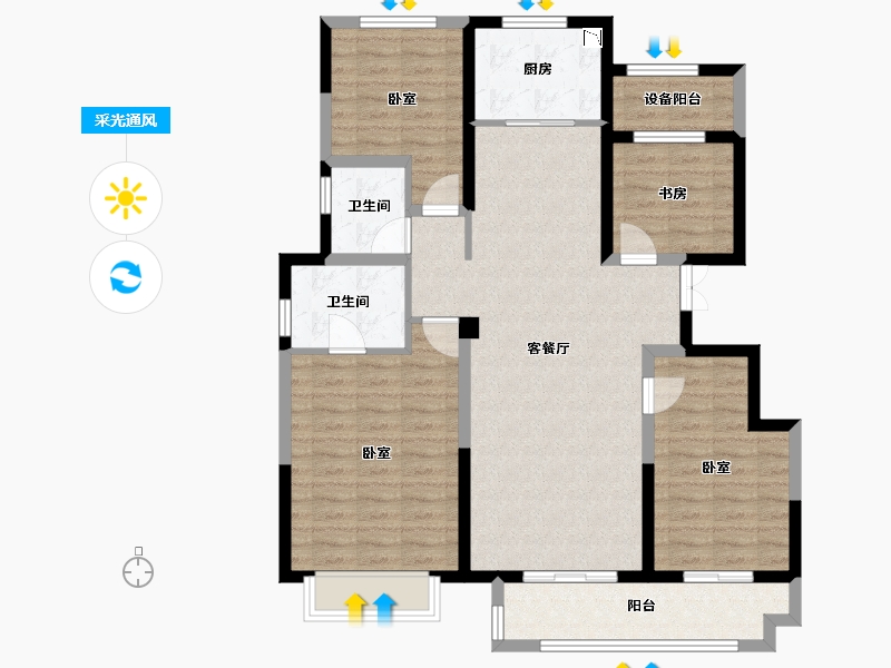 浙江省-宁波市-爱琴海国际广场-109.20-户型库-采光通风