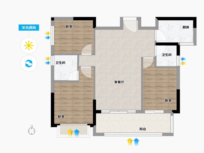 福建省-泉州市-鼎盛城上城-84.00-户型库-采光通风