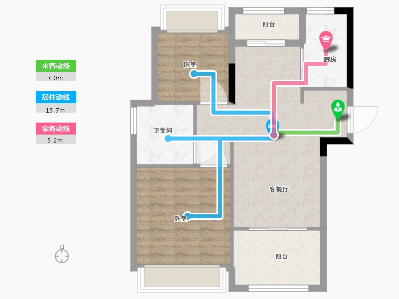 浙江省-湖州市-鑫远太湖健康城·伴月湾-68.19-户型库-动静线