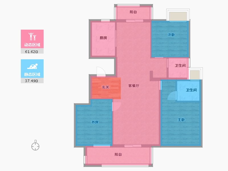 江西省-南昌市-文一锦门香溪南岸-88.80-户型库-动静分区