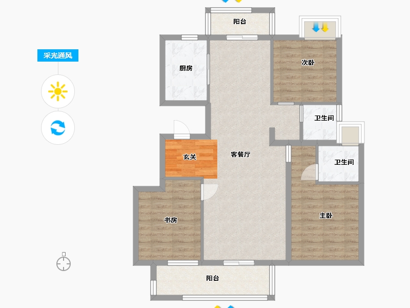 江西省-南昌市-文一锦门香溪南岸-88.80-户型库-采光通风