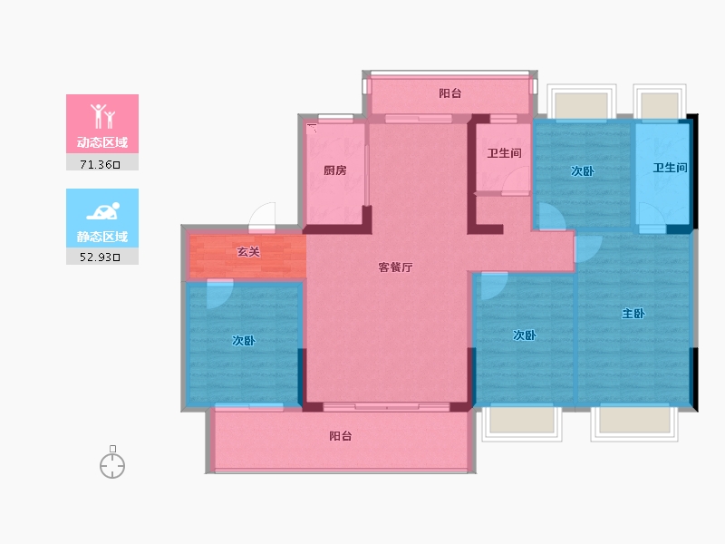 安徽省-阜阳市-碧桂园·黄金时代-112.00-户型库-动静分区