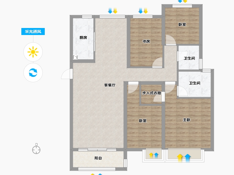 浙江省-宁波市-爱琴海国际广场-103.97-户型库-采光通风