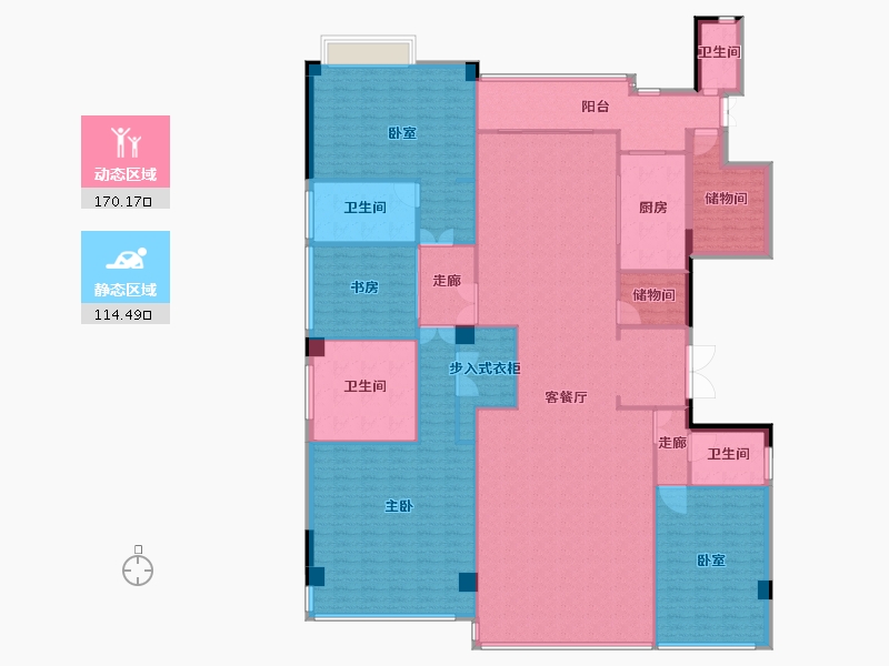 福建省-泉州市-南益广场-264.36-户型库-动静分区