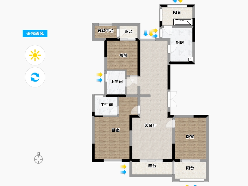 浙江省-湖州市-恒大龙溪翡翠-114.00-户型库-采光通风