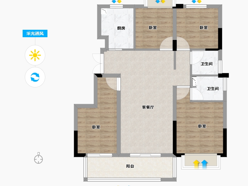 浙江省-丽水市-松泰松溪新语-90.00-户型库-采光通风