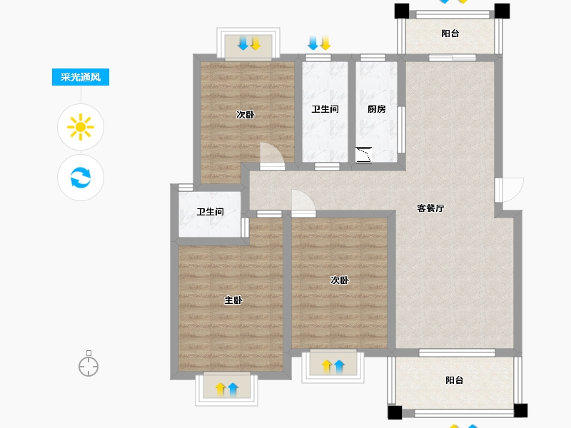 江西省-九江市-枭阳·未来城-98.40-户型库-采光通风