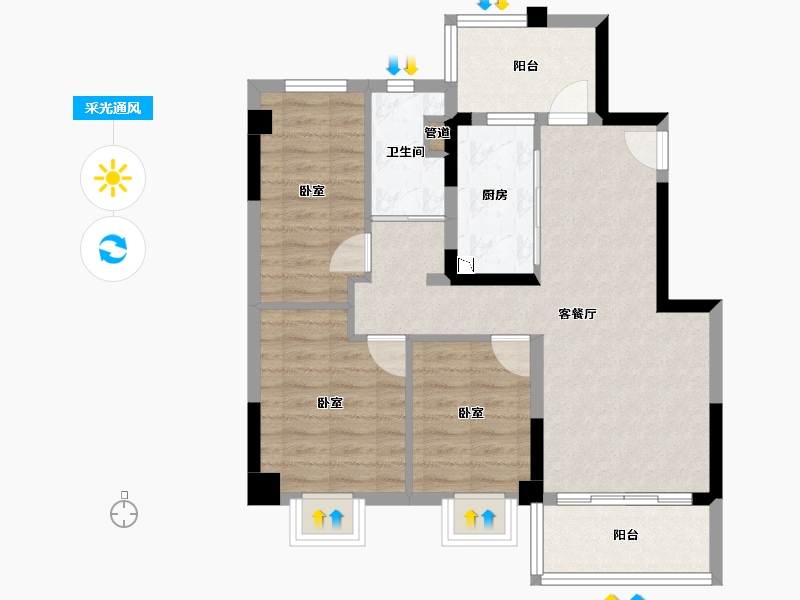 安徽省-马鞍山市-碧桂园滨江世家-73.99-户型库-采光通风